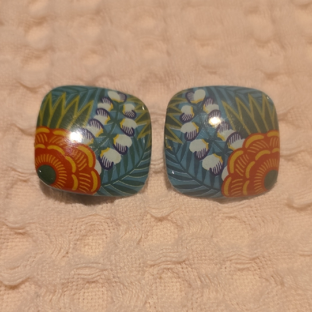 Floral Square Earrings